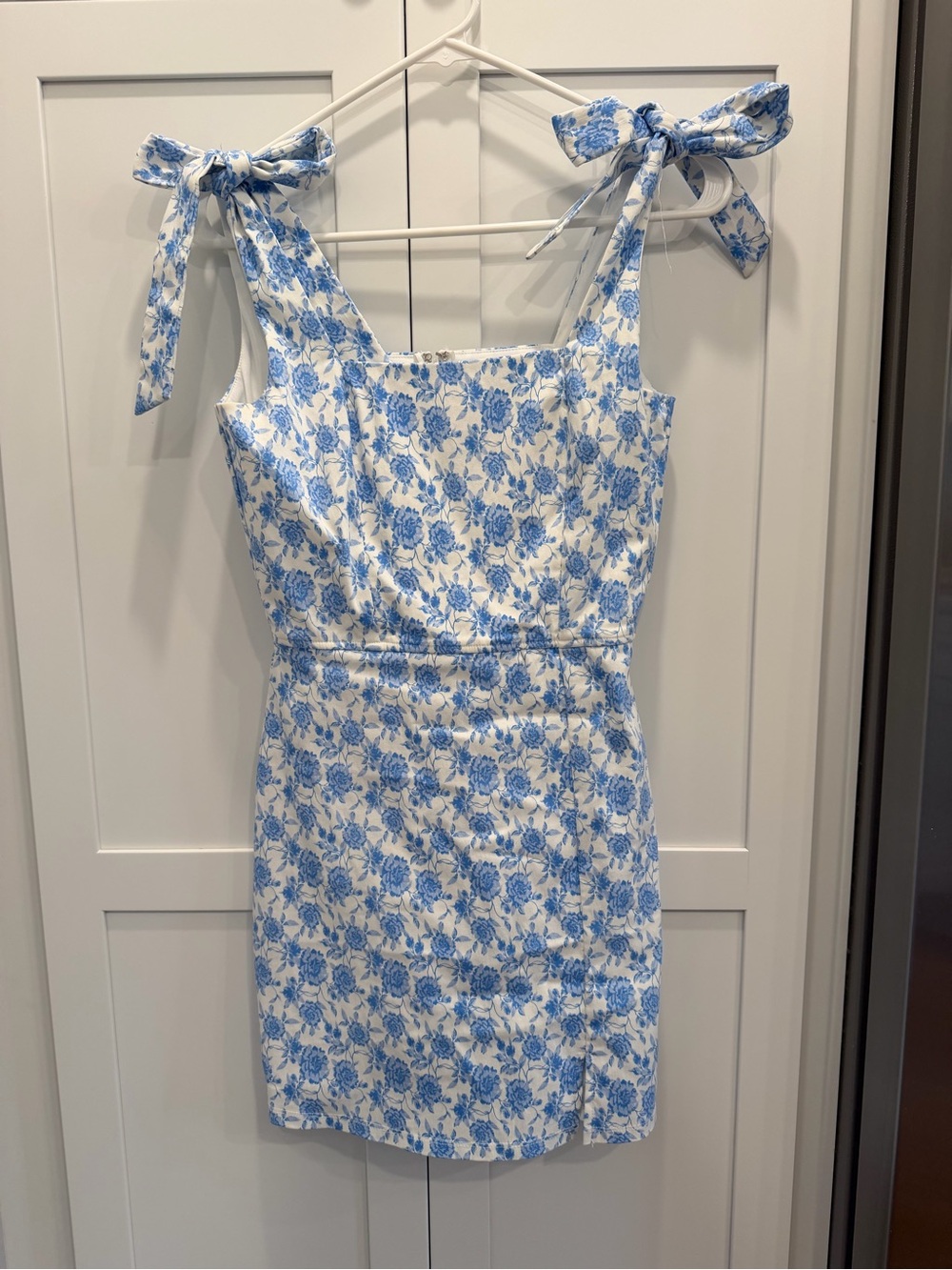 Altar’d State Blue Floral Tie-Shoulder Mini Dress